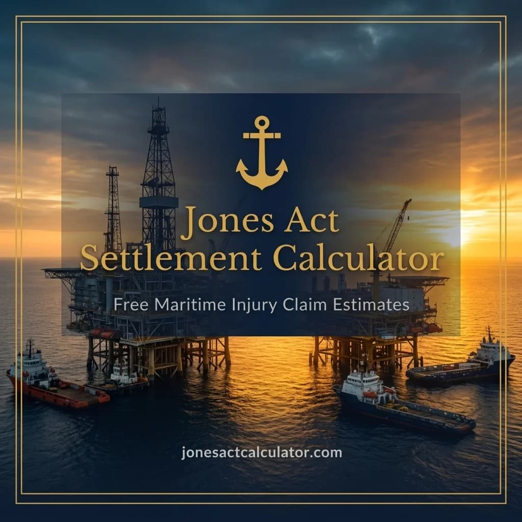 Offshore oil platform at sunset with supply vessels in Gulf of Mexico — Jones Act Settlement Calculator
